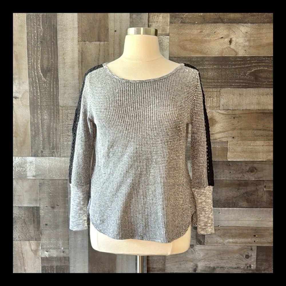 Soft Surroundings waffle knit sweater large boho chic dark feminine whimsigoth